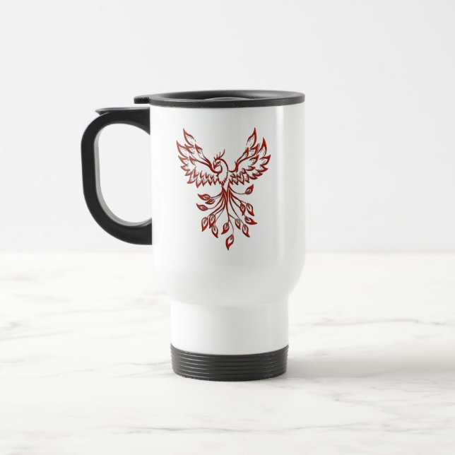 Silver Flight of A Phoenix Travel Mug (Left)