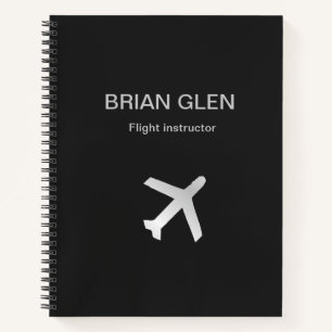 Silver flight plane silhouette grey notebook