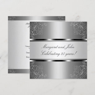 Silver Floral 25th Anniversary Party Event Invitation