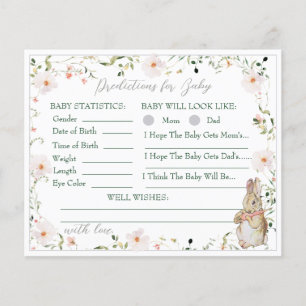 Silver Floral Baby Bunny Shower Prediction Game