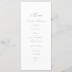 Silver Floral Border Wedding Menu