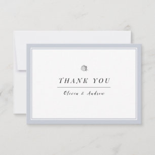 Silver floral dusty blue minimalist thank you