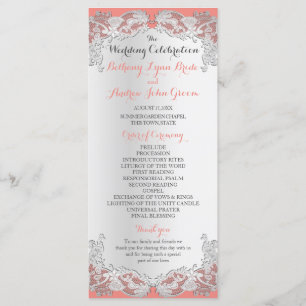 Silver Floral Lace Design Wedding Program
