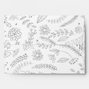 Silver Floral Leaves Rustic Wedding Invitation Envelopes