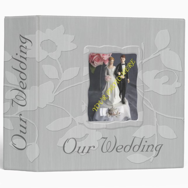 Silver Floral Wedding Photo Album/Binder Binder (Front/Spine)