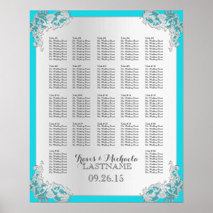 Silver Floral Wedding Seating Chart