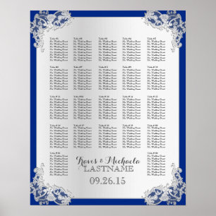 Silver Floral Wedding Seating Chart