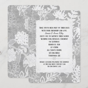 Silver Floral Wedding Vow Renewal Invitation