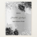Silver florals elegant glamourous 2026 planner<br><div class="desc">Faux silver looking background decorated with florals,  flowers,  and faux silver glitter,  sparkles. Personalize and a year,  name and a title/text</div>