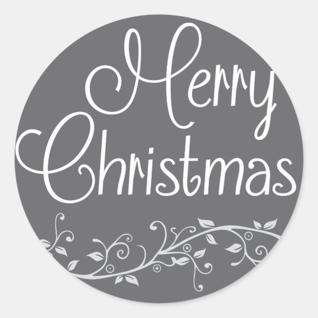 Silver Flourish Merry Christmas Sticker (Front)