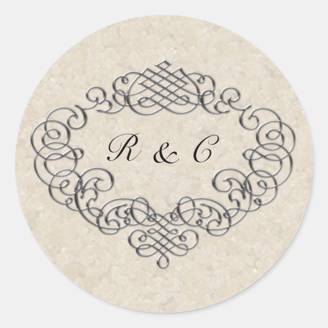 Silver Flourish Wedding Envelope Seals (Front)