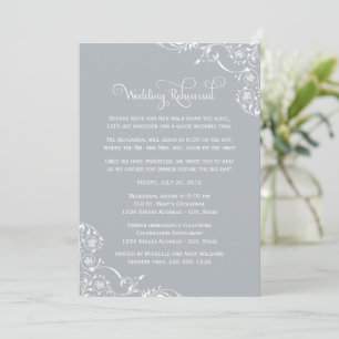 Silver Flourish Wedding Rehearsal Invitation