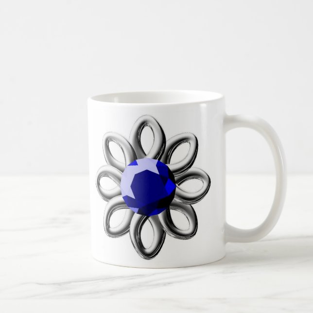 Silver flower with blue stone coffee mug (Right)