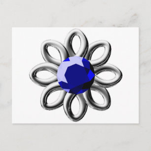 Silver flower with blue stone postcard