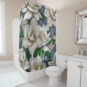 Silver Flowers and Glitters with Personalized Name