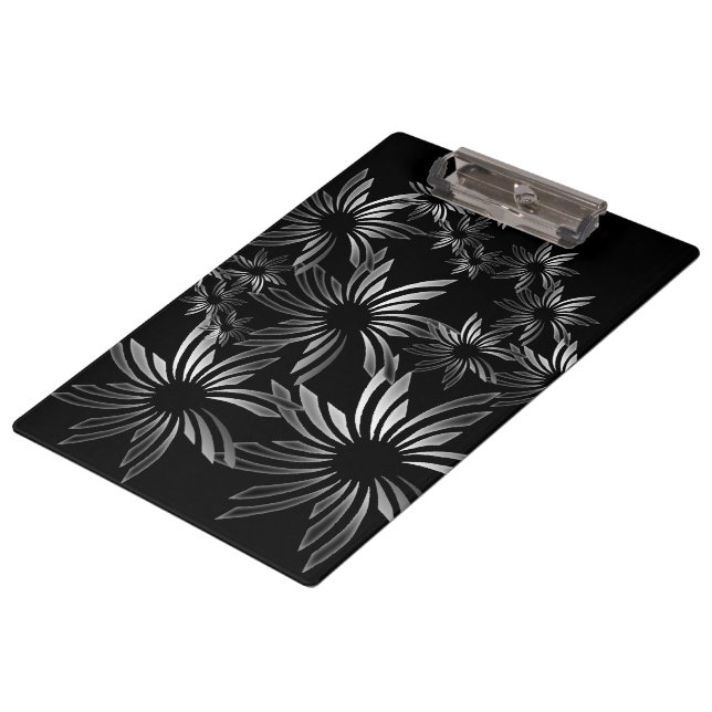 Silver Flowers Clipboard (Angled)
