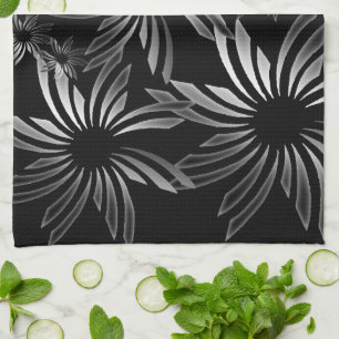 Silver Flowers Kitchen Towel