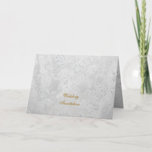 Silver Flowers Wedding Invitation Card