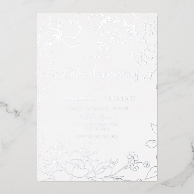 Silver Foil 25th Wedding Anniversary  (Front)