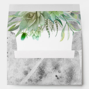 Silver Foil and Succulents Greenery Modern Envelope