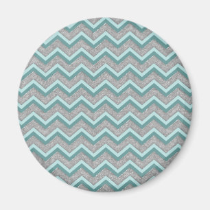 Silver Foil and Teal ZigZag Magnet