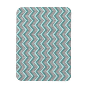 Silver Foil and Teal ZigZag Magnet