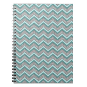 Silver Foil and Teal ZigZag Notebook