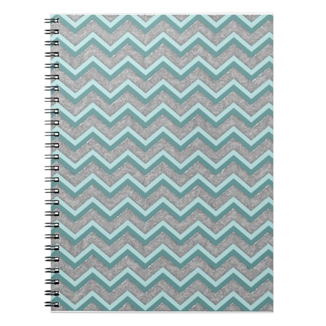 Silver Foil and Teal ZigZag Notebook (Front)