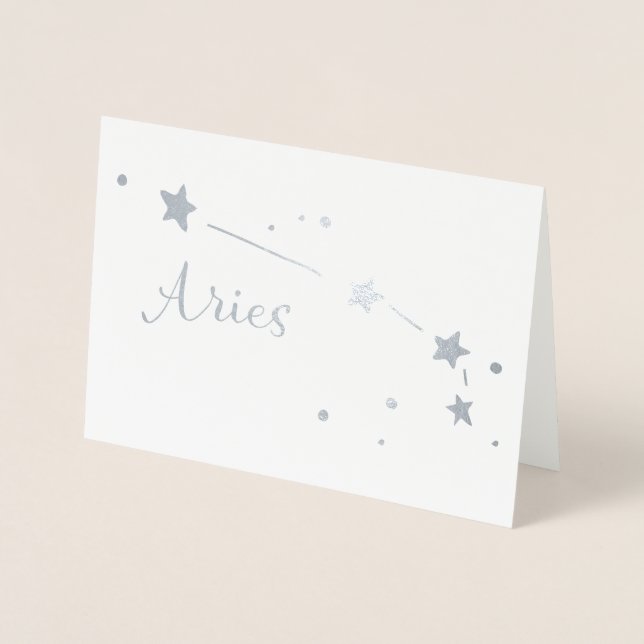 Silver Foil Aries Zodiac Constellation Card (Front)