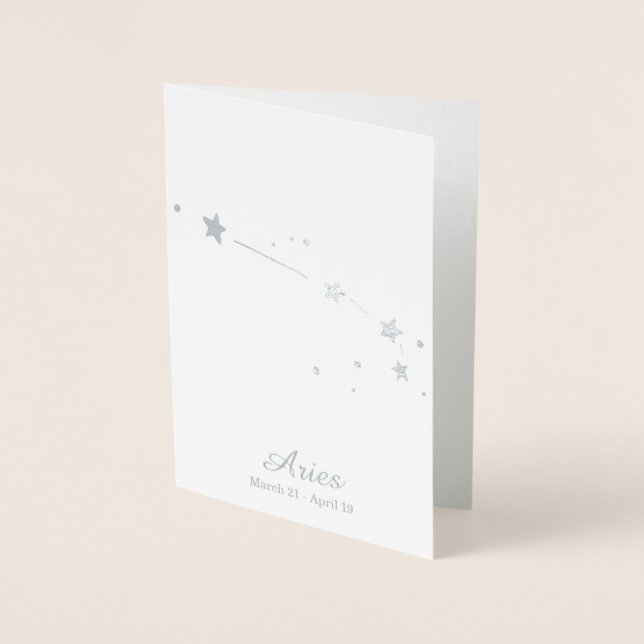 Silver Foil ARIES Zodiac Sign Constellation Card (Front)