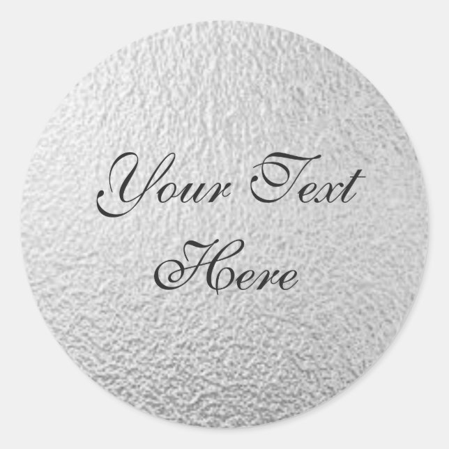 Silver Foil Background Customizable Round Sticker (Front)