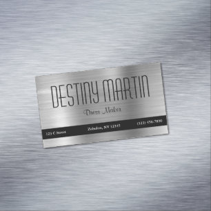 Silver Foil Black Contact Bar Magnetic Business Card