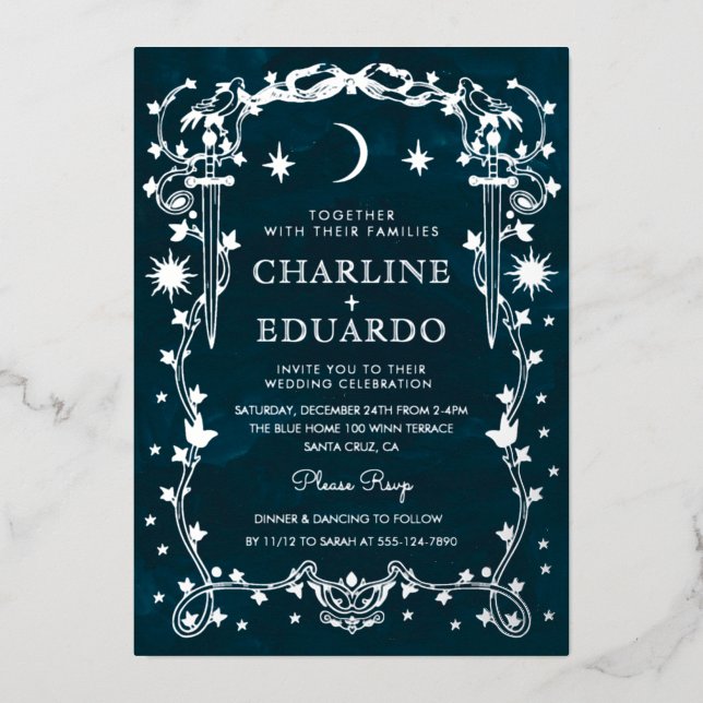 Silver Foil Celestial Gothic Wedding  (Front)