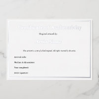 Silver Foil Certificate of Authenticity for Art