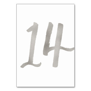 Silver foil chic wedding table number   Table 14