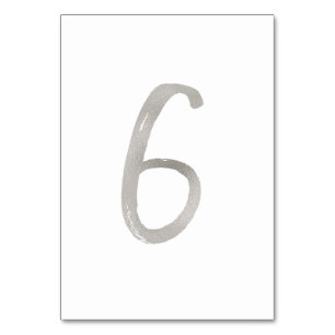 Silver foil chic wedding table number   Table 6