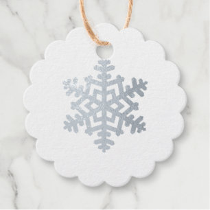 Silver Foil Christmas Snowflake Favour Tags