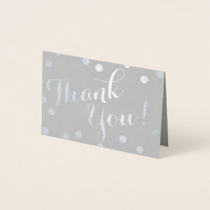 Silver Foil Confetti Dots Modern Thank You Card