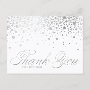 Silver Foil Confetti Dots Thank You Postcard