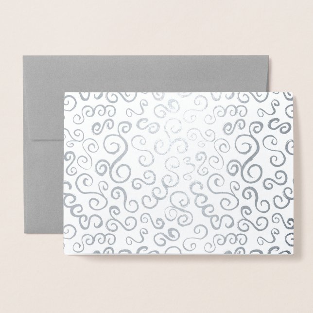 Silver Foil Curves on Grey Foil Card (Front With Envelope)