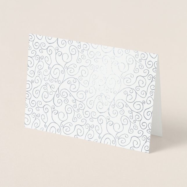 Silver Foil Curvy Pattern on White Card (Front)