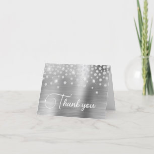 Silver Foil Diamond Confetti 50th Birthday Thank You Card