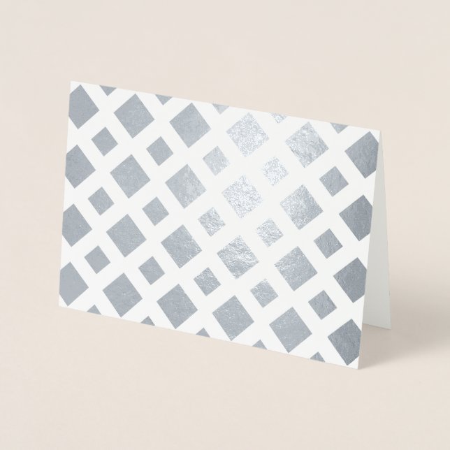 Silver Foil Diamonds on White Lattice Card (Front)