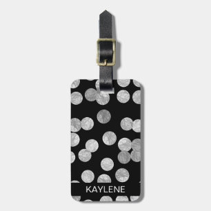 Silver Foil Dots Personalized Luggage Tag