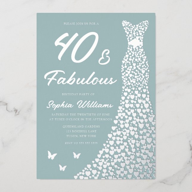 Silver Foil Dress 40 & Fabulous 40th Birthday (Front)