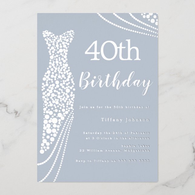 Silver Foil Dress Elegant 40th Birthday (Front)