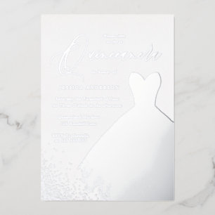 Silver Foil Dress Elegant Quinceanera Party