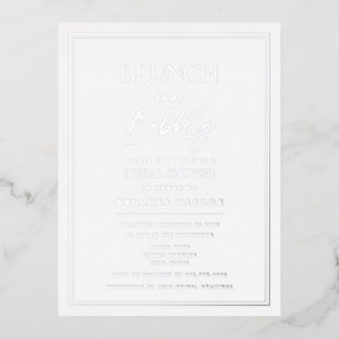 Silver Foil Elegant Minimalist Bridal Shower Invitation Postcard