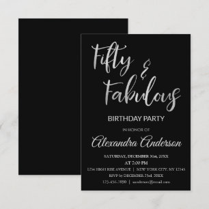 Silver Foil Fifty and Fabulous Invitation