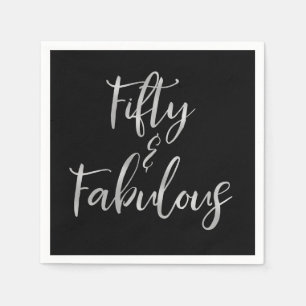 Silver Foil Fifty and Fabulous Napkin
